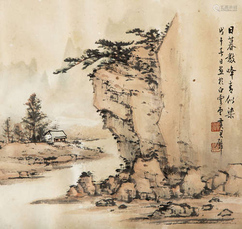 黄君璧（1898～1991） 山水小品 镜片 纸本