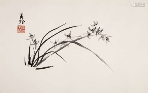 宋美龄（1897～2003） 兰花 镜片 纸本