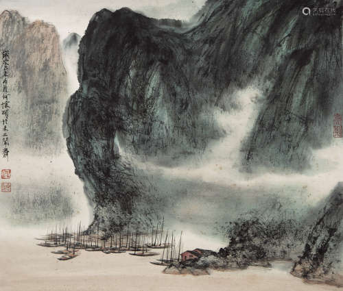 何怀硕（b.1941） 山水 镜片 卡纸