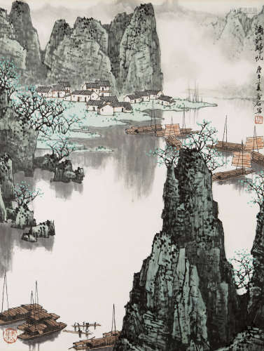 白雪石（1915～2011） 漓江山水 镜框 纸本