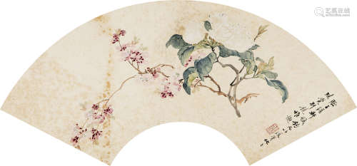 汤世澍（1831～1903） 花卉 扇面 纸本