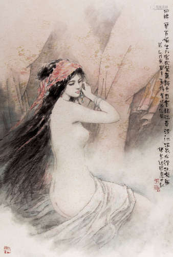 张惠斌（b.1942） 裸女 镜框 纸本