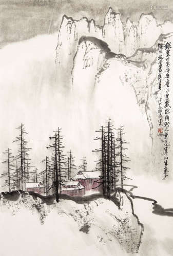 黄纯尧（1925～2007） 雪景山水 镜框 纸本
