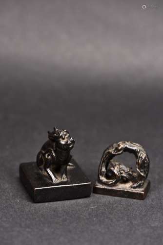 TWO CHINESE BRONZE SEALS