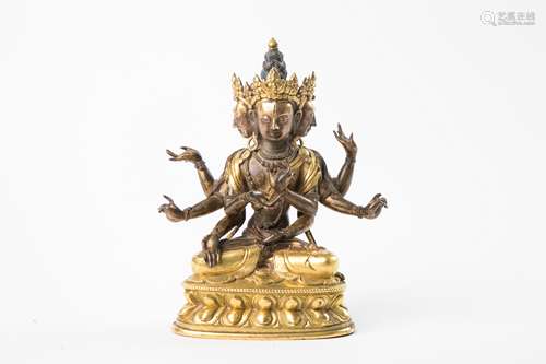 A GILT BRONZE FIGURE OF BUDDHA, QING DYNASTY, QIANLONG PERIOD