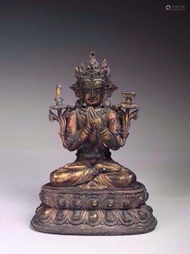 Antique Gilt Bronze Buddha