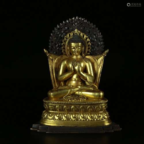 A Large Gilt Bronze Figure Of Buddha