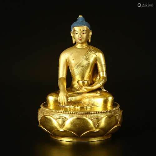 A Heavy Large Gilt Bronze Figure Of Buddha