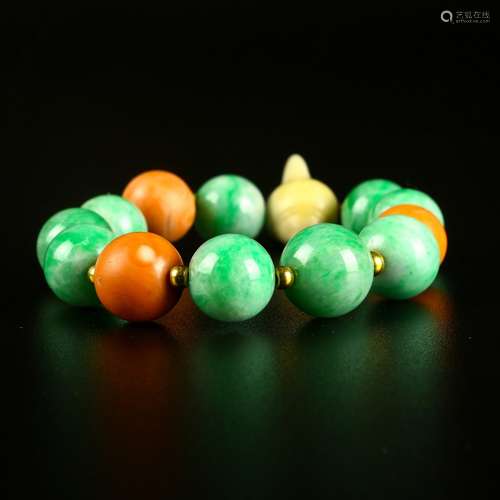 Jadeite and Coral Bracelet