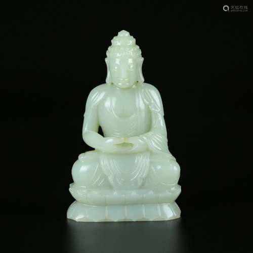 Carved White Jade Fiqure Of Buddha SAKYAMUNI