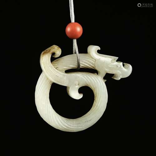 Carved White Jade Dragon