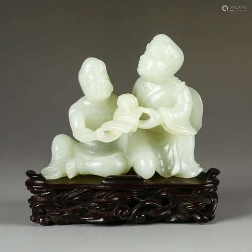 Carved White Jade Fiqure Of 