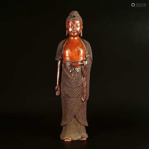 Large Carved Cinnabar Lacquer Figure Of SAKYAMUNI Buddh