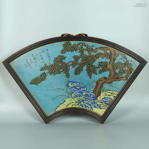 Cloisonne on Wood Panel with Forest Scene