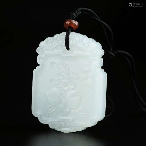 White Jade Pendant with Flower and Mark