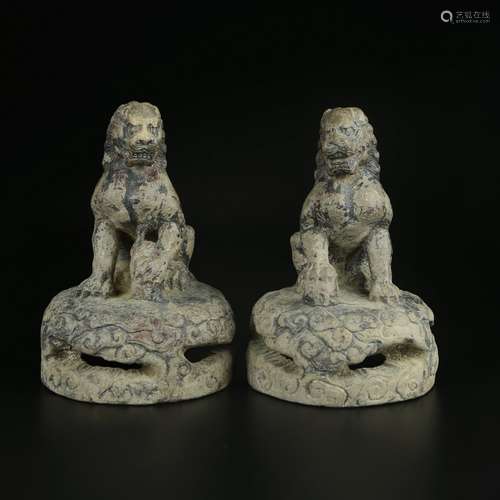 Pair of Stone Foo Dogs