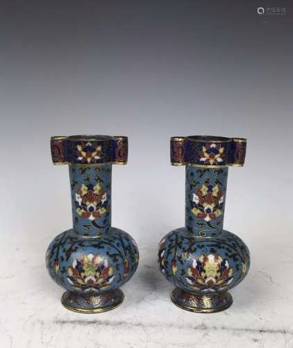 Pair of Cloisonne Vases