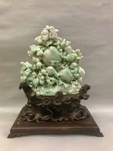 Large Carved Natural Jadeite