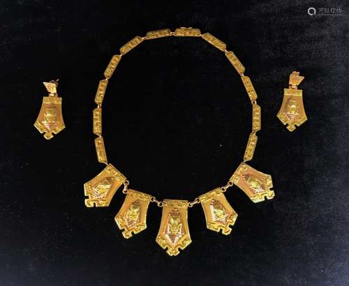 Very Heavy 18k Yellow Gold Necklace & Earring