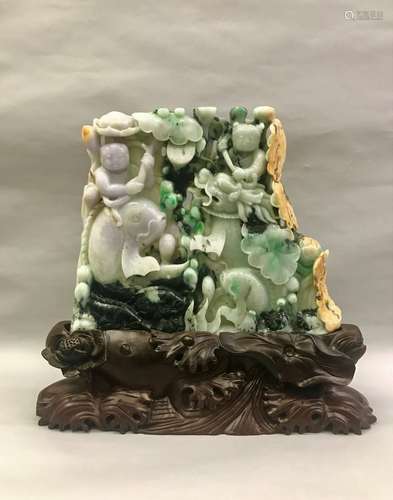 Large Carved Natural Jadeite