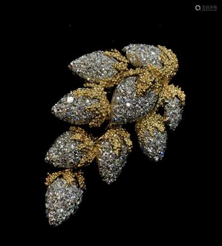 18k YG/WG and Diamonds Brooch