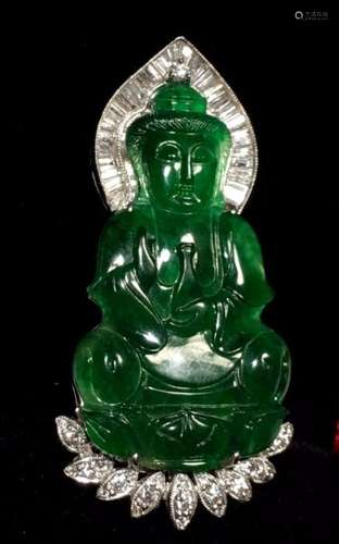 Natural Jadeite Diam Pendant With GIA