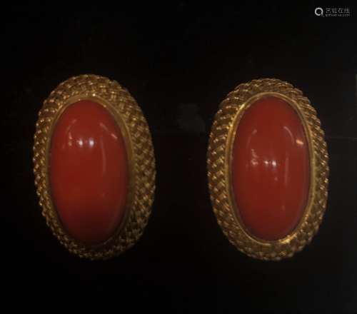 14k/18k YG Coral Earring