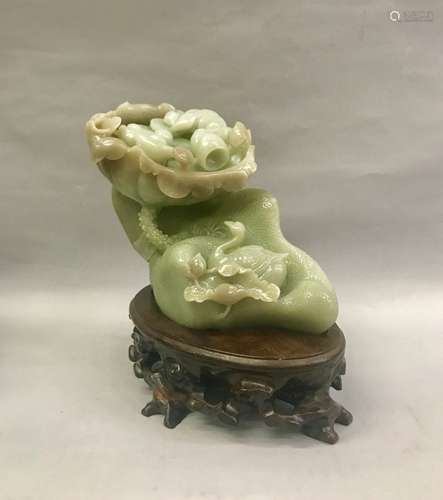 Carved Natural Jadeite With Base