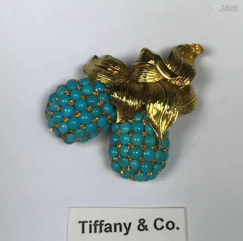 Tiffany & Co.18k YG Turquoise Pin