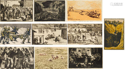 A Group of Ten Woodblock Prints Gu Yuan (1919-1996), Yan Han (1916-2011), Wo Zha (1905-1973),