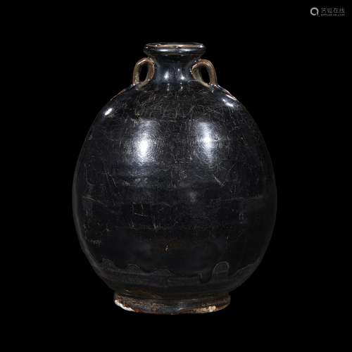 A Chinese black-glazed ovoid jar, song-yuan dynasty, henan province