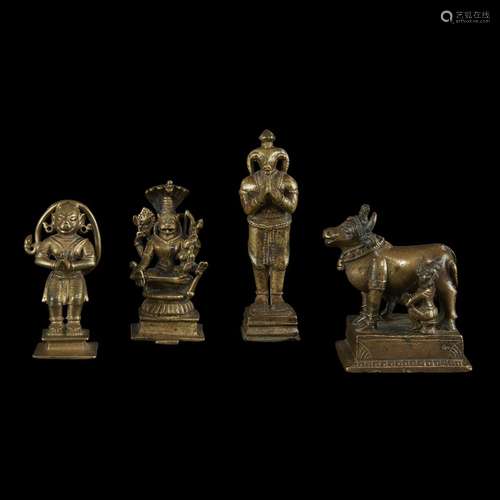 A group of four Indian copper alloy figures,