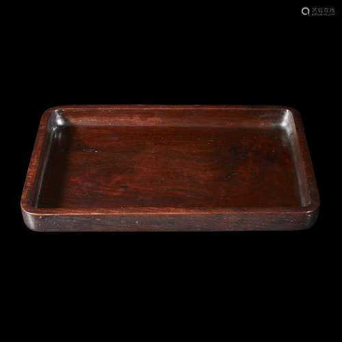 Chinese carved hardwood rectangular scholar's tray, qing dynasty