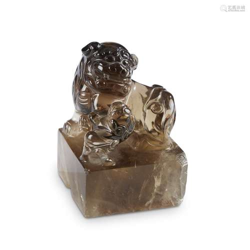 A Chinese carved smoky quartz Tashixiaoshi seal,