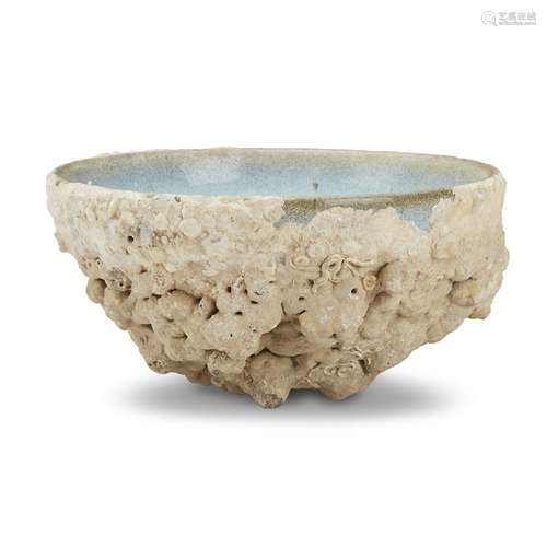 A Chinese coral-encrusted Junyao bubble bowl, song/jin dynasty