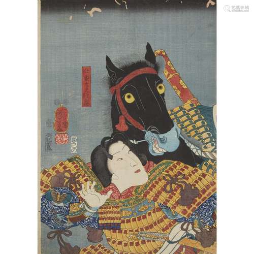 UTAGAWA KUNIYOSHI (1797-1861), GROUP OF TEN ASSORTED ACTOR PRINTS AND WOODBLOCK PRINTS