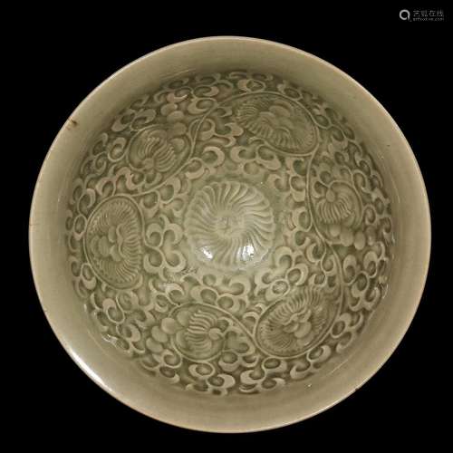 A Chinese Yaozhou celadon-glazed molded conical bowl, northern song dynasty