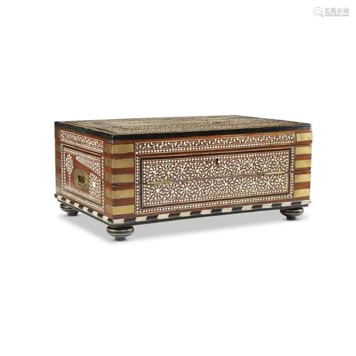 An Anglo-Indian ivory-inlaid hardwood travelling desk, 19th century