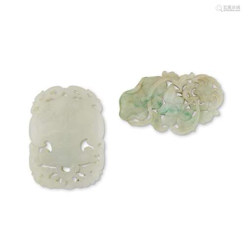 Three Chinese jade and jadeite pendants,