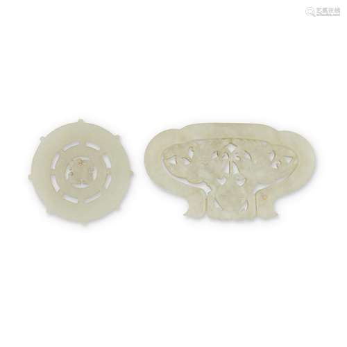 Two Chinese white jade pendants,