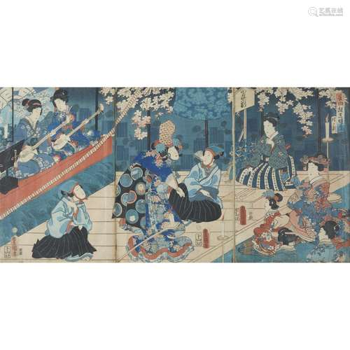 KUNIYOSHI (1797-1861), KUNISADA (1786-1865), 19TH CENTURY, THREE JAPANESE TRIPTYCHS