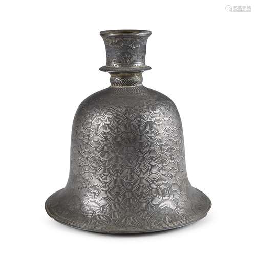 An Indian Bidri ware inlaid hookah base,