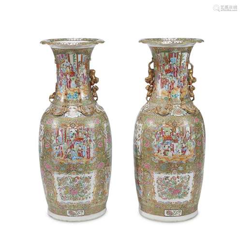 A pair of large Chinese Rose Mandarin porcelain vases, circa 1870