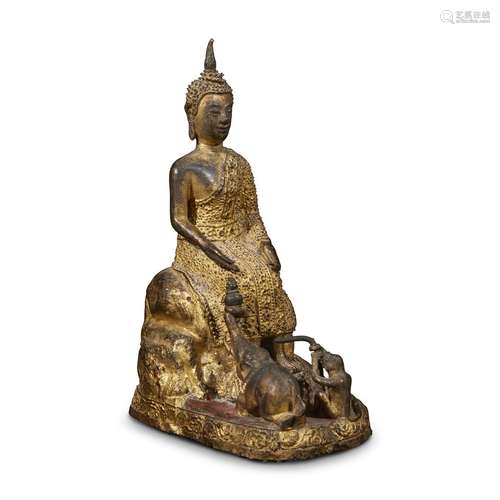 A Thai gilt bronze figure a seated Buddha, rattanakosin period, 19th/early 20th century