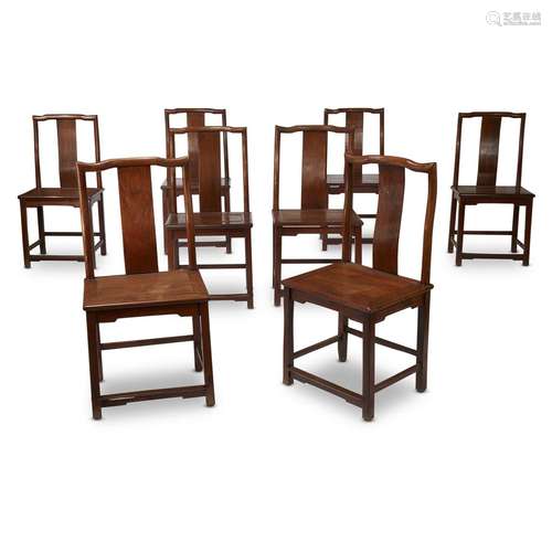 A set of eight Chinese hongmu dining chairs,