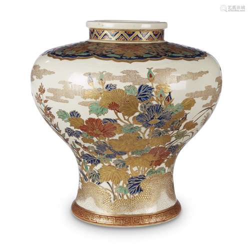 A Satsuma pottery large vase with gosu-blue enamels, third quarter 19th century