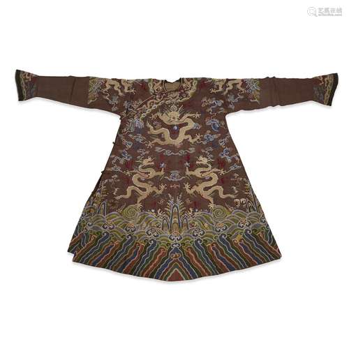 A finely woven Chinese kesi tapestry Nine-Dragon robe,