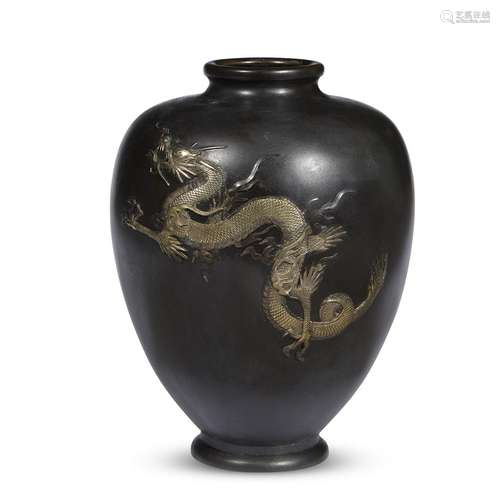 A Japanese mixed metal Dragon vase,