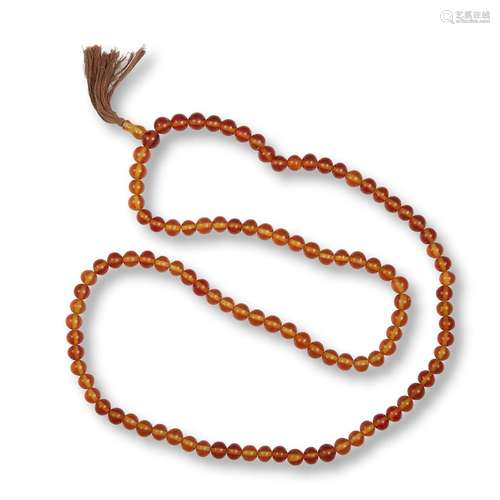 A Sino-Tibetan amber mala rosary,