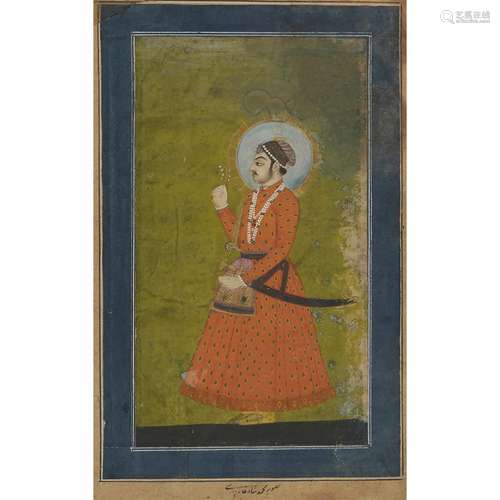 MUGHAL SCHOOL, 18TH CENTURY, PORTRAIT OF A PRINCE IN ORANGE